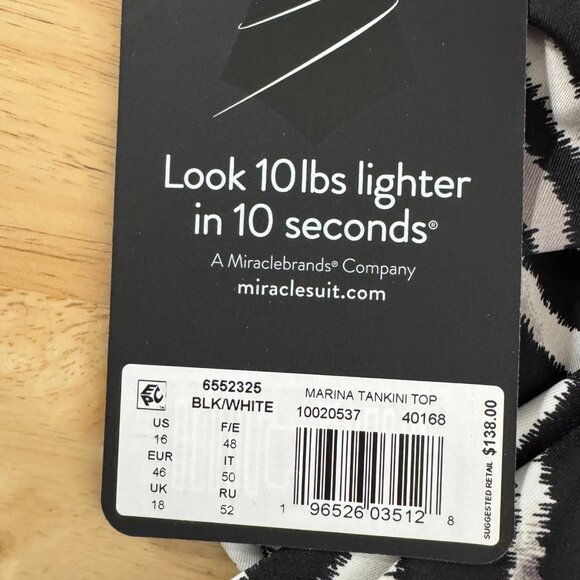 Miraclesuit Marina Tankini Swim Top Size 16 Zebra Animal Print NWT SW-2106 - Picture 6 of 9